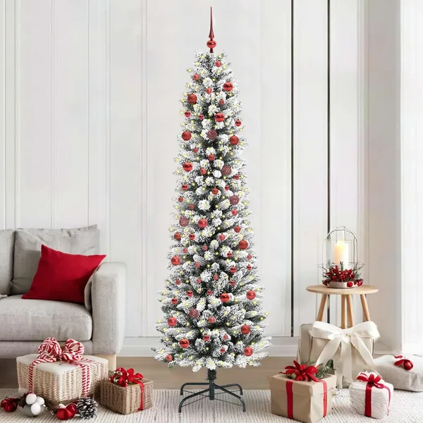 Sapin de Noël artificiel Blanc 210 cm PVC, métal et plastique