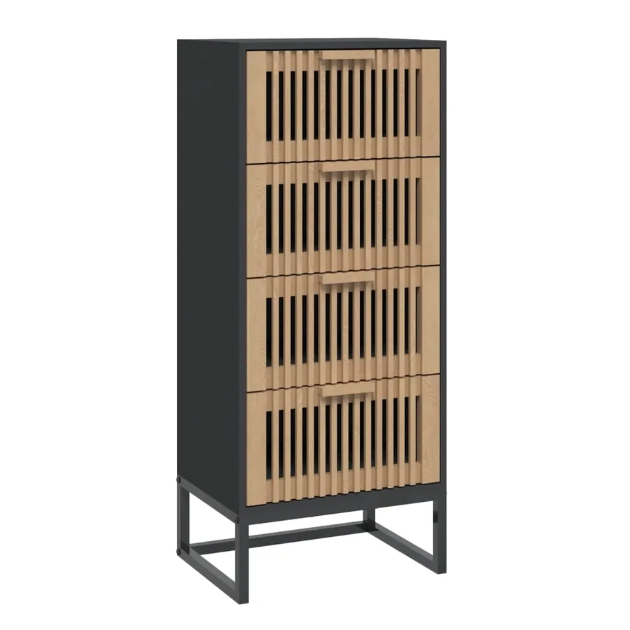 Buffet haut noir 40x30x95 cm bois d'ingénierie - 2