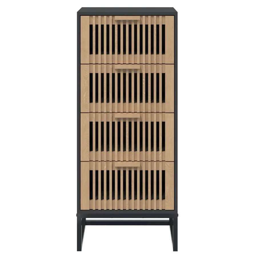 Buffet haut noir 40x30x95 cm bois d'ingénierie - 4