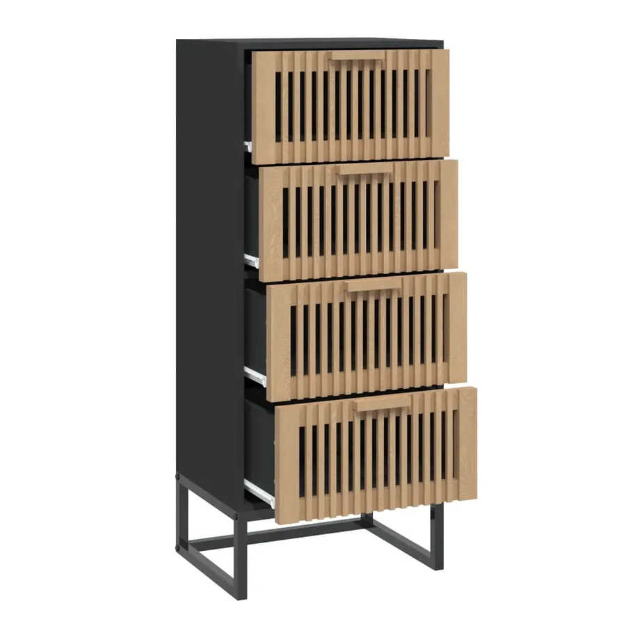 Buffet haut noir 40x30x95 cm bois d'ingénierie - 6