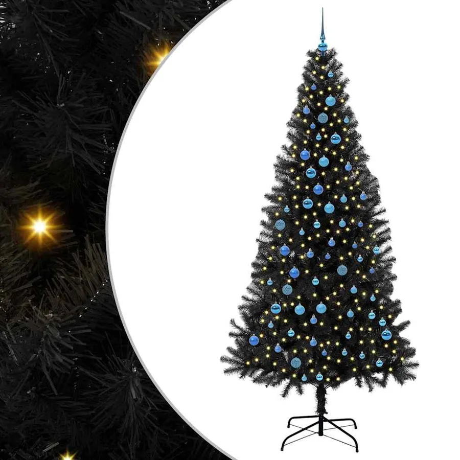 Sapin de Noël avec 300 LED avec support Noir 240 cm PVC - 2