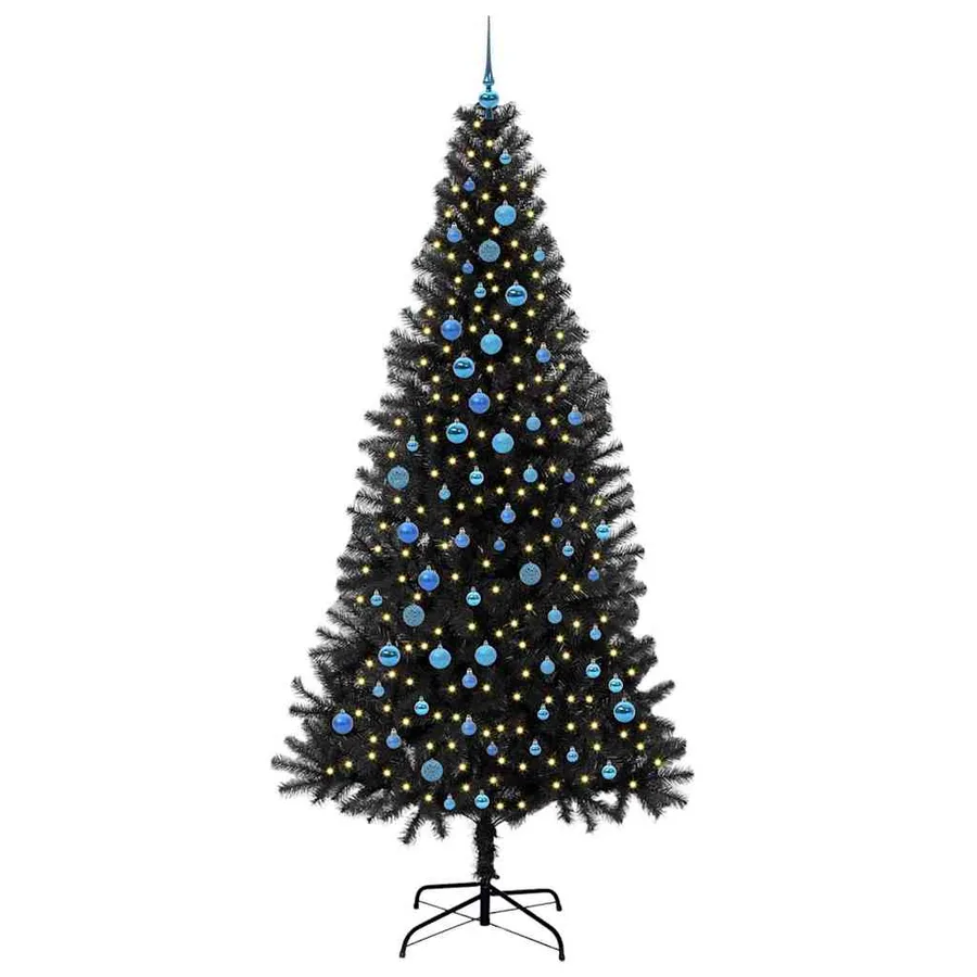 Sapin de Noël avec 300 LED avec support Noir 240 cm PVC - 3