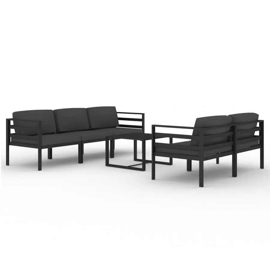 Salon de jardin 6 pcs avec coussins Aluminium Anthracite - 2