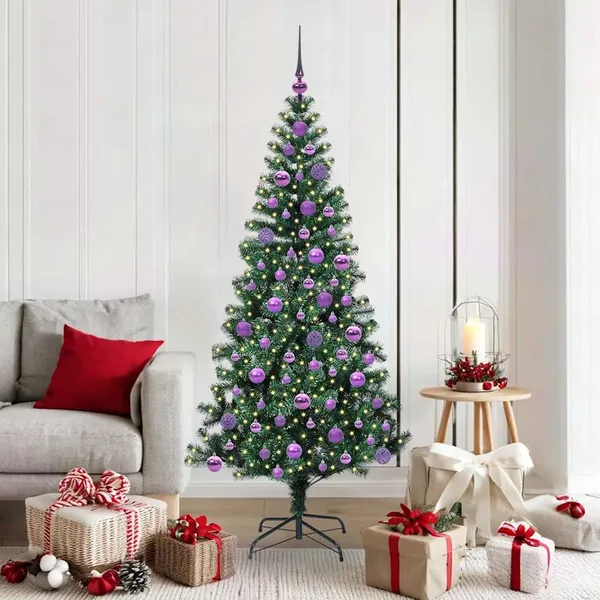 Sapin de Noël artificiel pré-éclairé Vert 180 cm PVC et métal