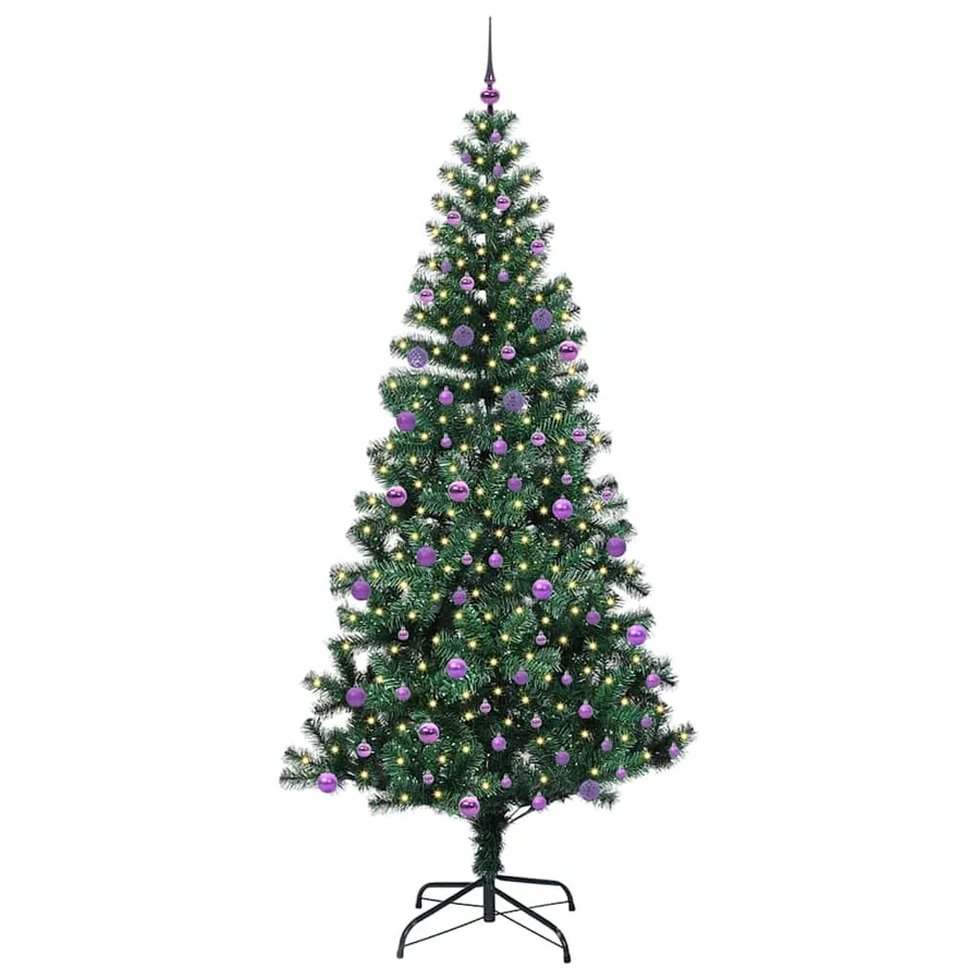 Sapin de Noël artificiel pré-éclairé Vert 240 cm PVC et métal - 3