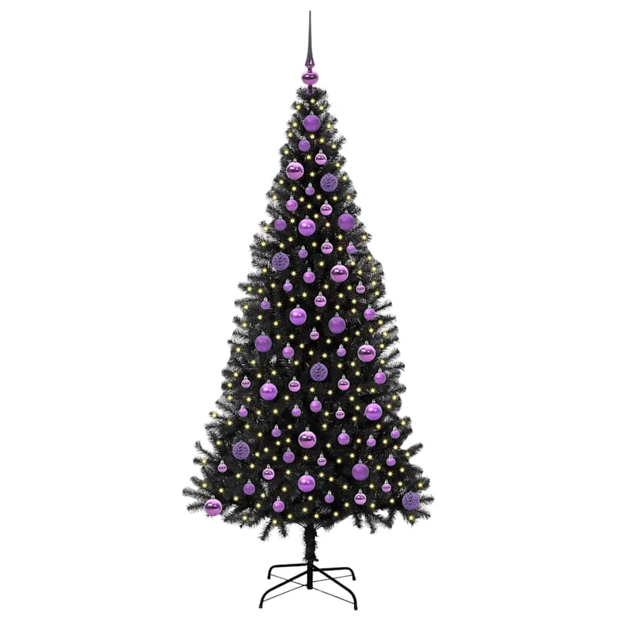 Sapin de Noël avec 300 LED avec support Noir 180 cm PVC - 3