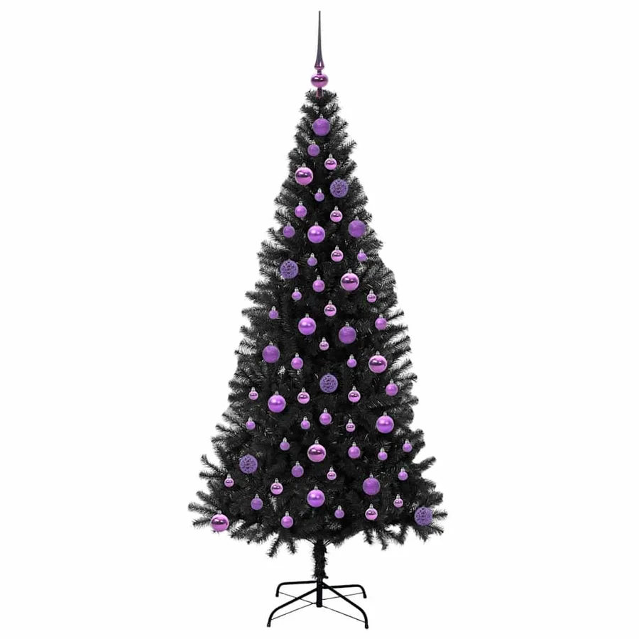 Sapin de Noël avec 300 LED avec support Noir 180 cm PVC - 4