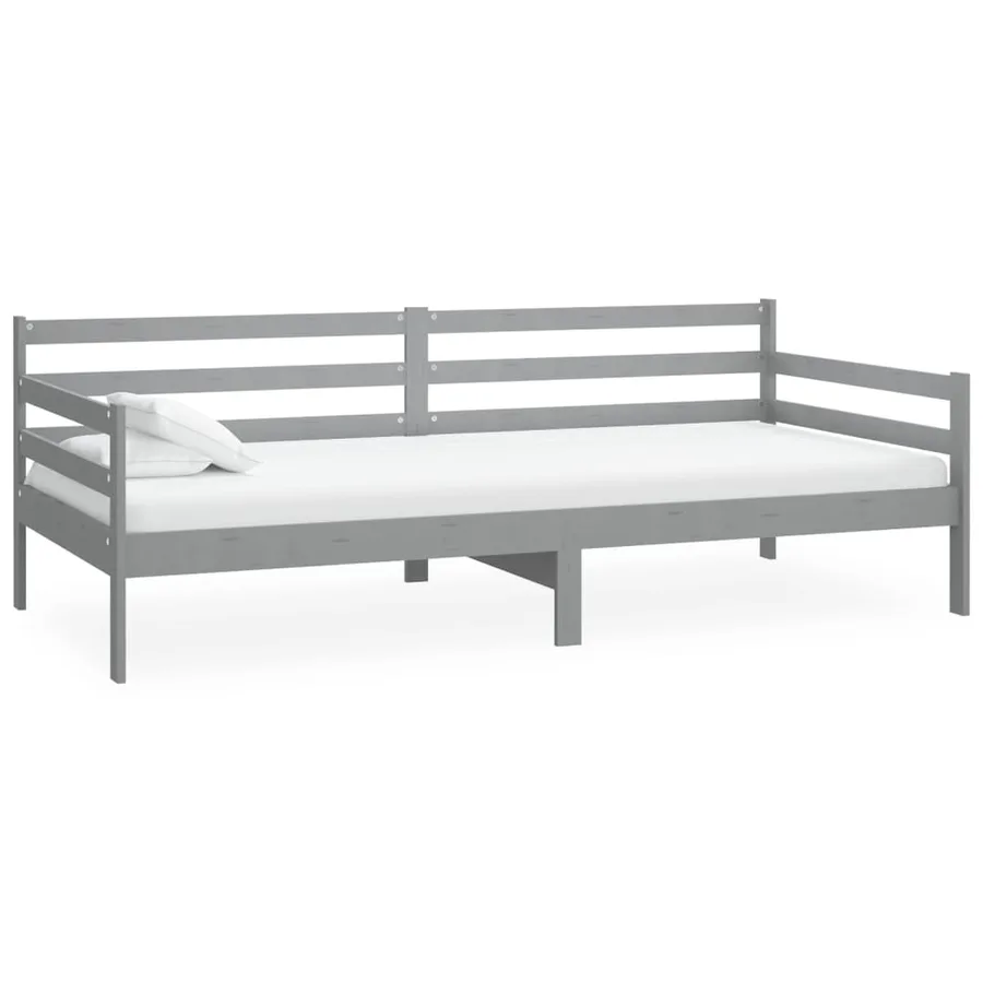 Lit de repos avec matelas 90x200 cm Gris Bois de pin massif - 4