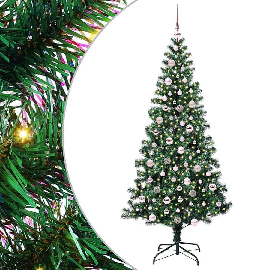 Sapin de Noël artificiel pré-éclairé Vert 210 cm PVC et métal - 2