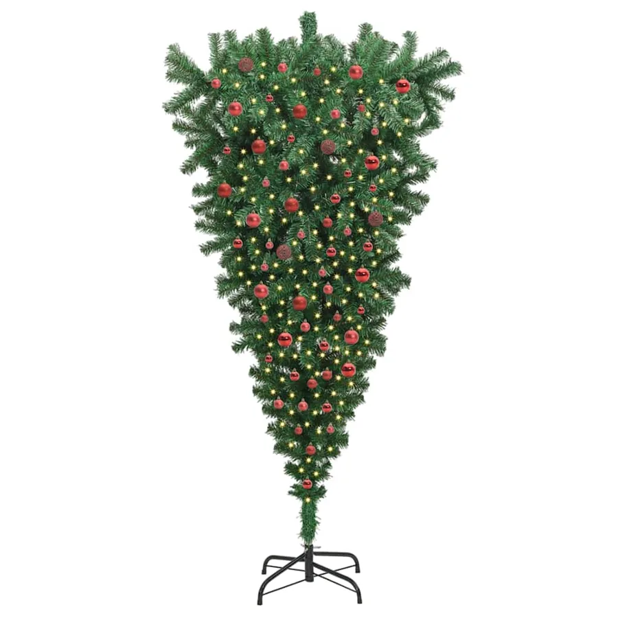 Arbre de Noël artificiel pré-éclairé à l'envers avec ensemble de boules - 3