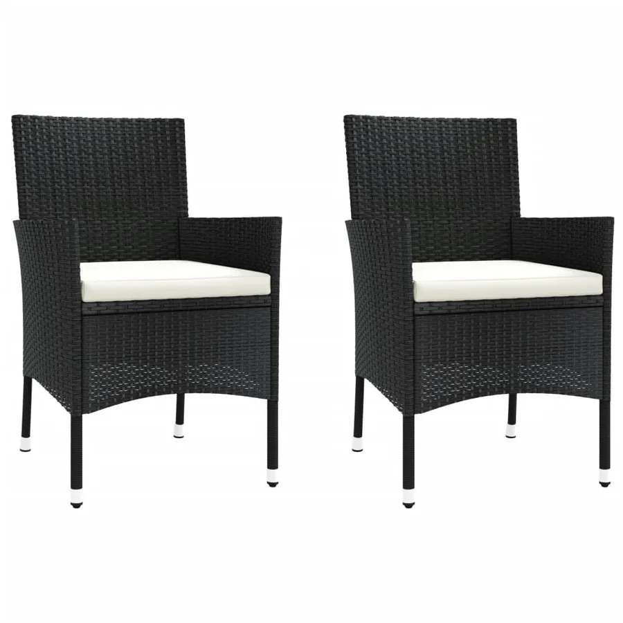 Ensemble de bistro de jardin 3 pcs coussins noir poly rotin - 4