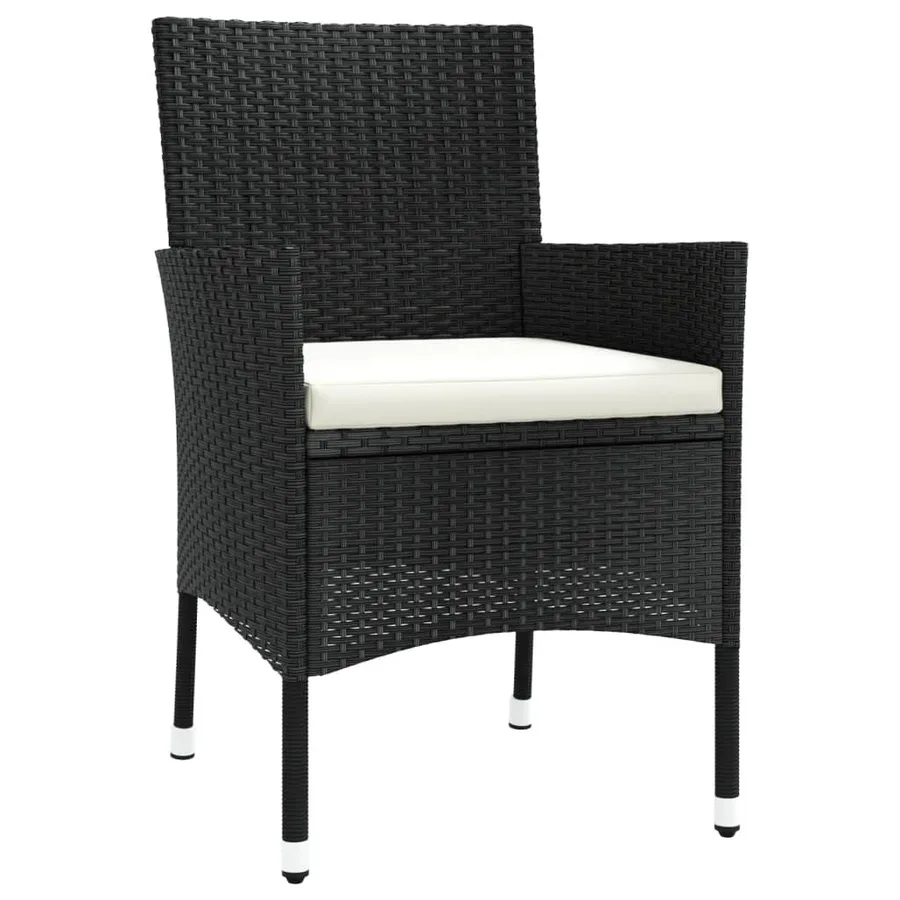 Ensemble de bistro de jardin 3 pcs coussins noir poly rotin - 5