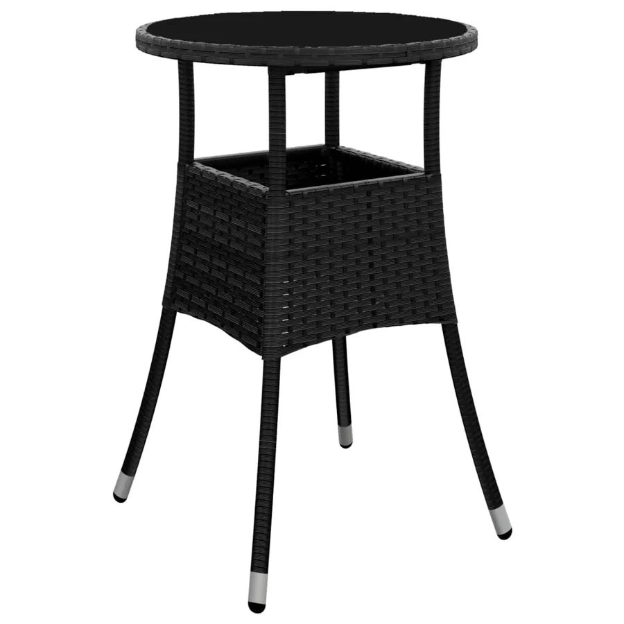 Ensemble de bistro de jardin 3 pcs coussins noir poly rotin - 6