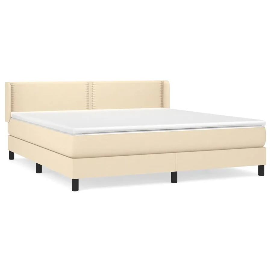 Sommier à lattes de lit avec matelas Crème 180x200 cm Tissu - 2