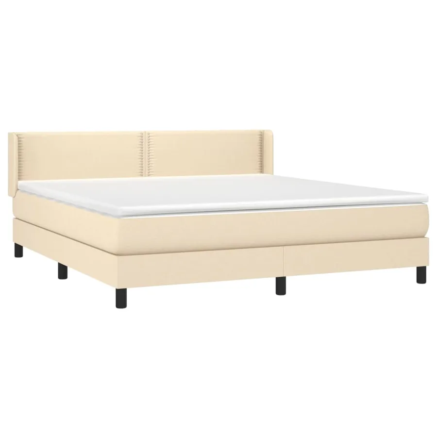 Sommier à lattes de lit avec matelas Crème 180x200 cm Tissu - 3