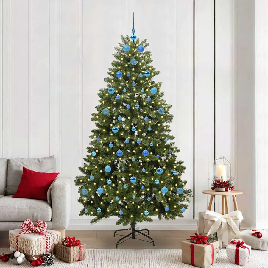Sapin de Noël artificiel avec 300 LED Vert 210 cm PVC et métal