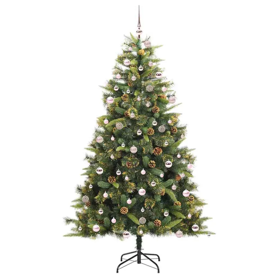 Sapin de Noël artificiel avec branches pliables et cônes 240 cm - 4