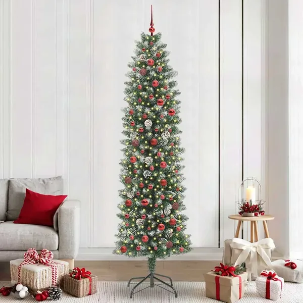 Arbre de Noël artificiel slim avec 300 LED Vert et blanc 240 cm