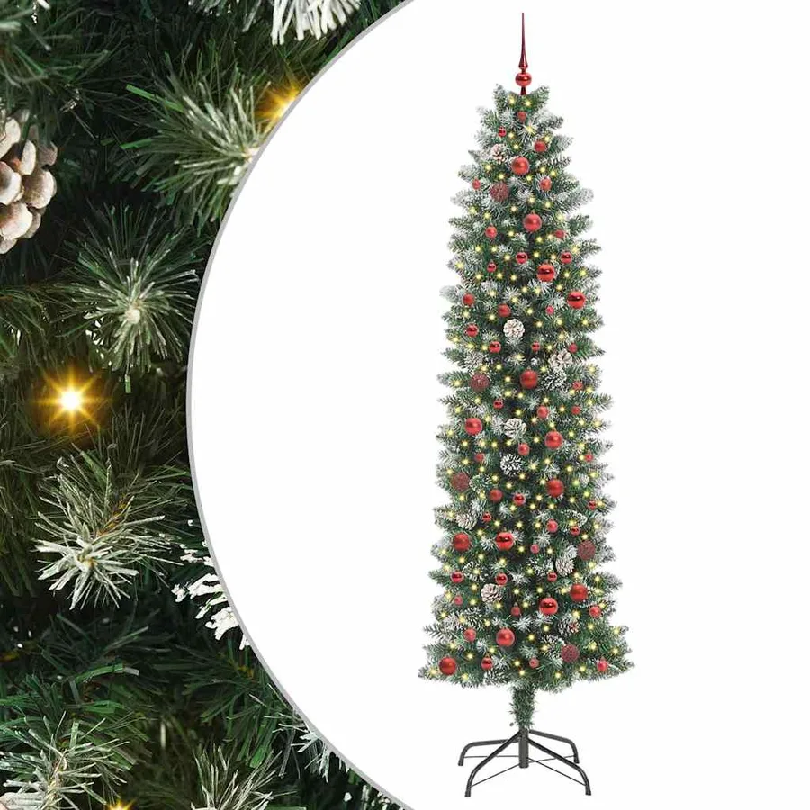 Arbre de Noël artificiel slim avec 300 LED Vert et blanc 240 cm - 2