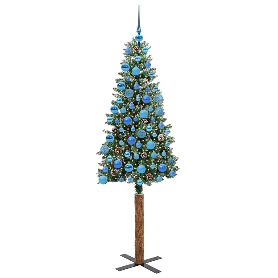 Sapin de Noël mince Vert 180 cm PVC et bois de pin massif - 3