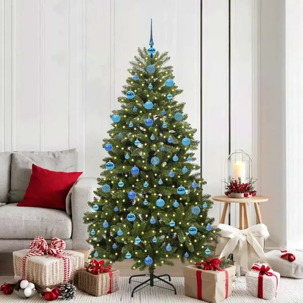 Sapin de Noël artificiel avec 300 LED Vert 180 cm PVC et métal