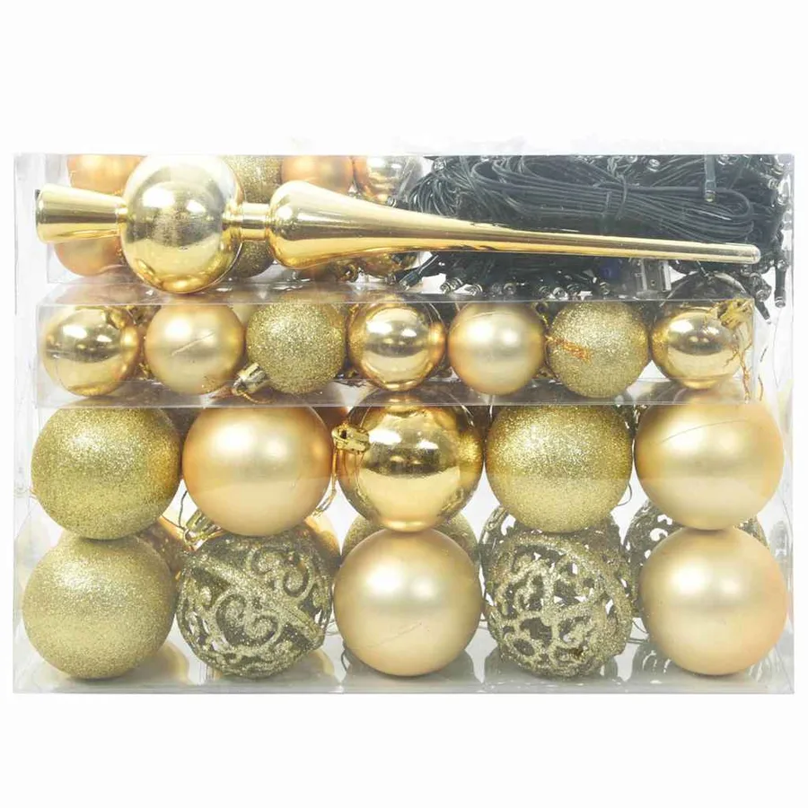 Ensemble de Boules de Noël avec 150 LED 61 pcs Doré Plastique - 3