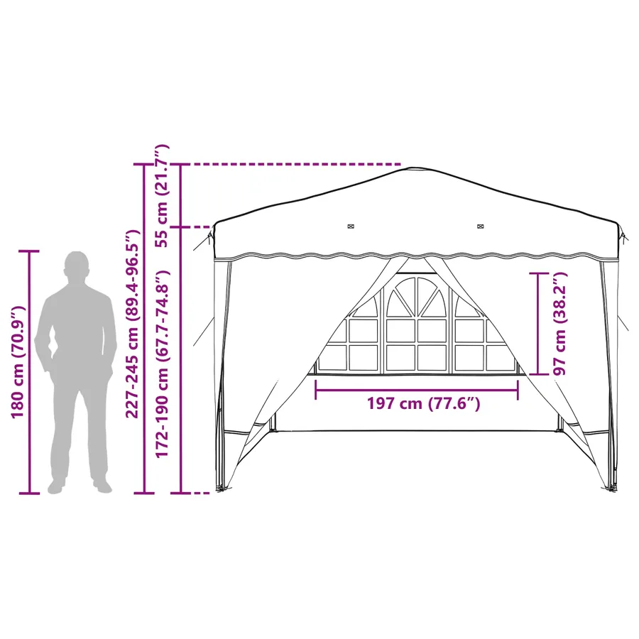 Tente de fête pop-up 288 x 288 x 245 cm Orange Tissu Oxford - 20