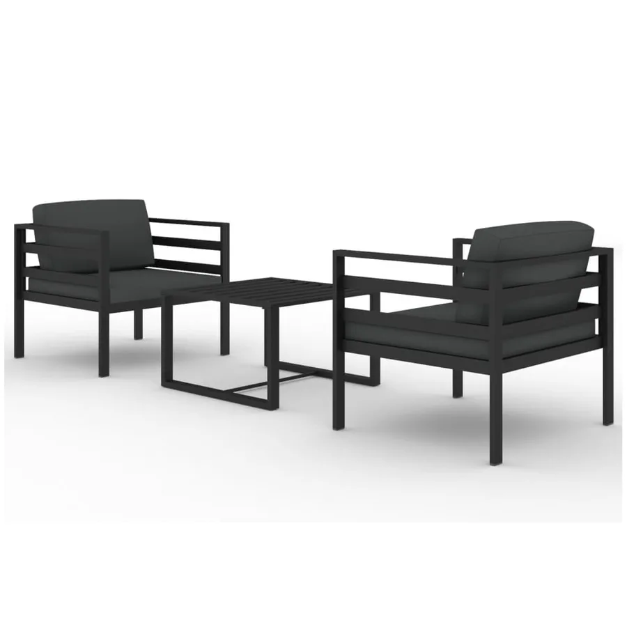 Salon de jardin 3 pcs avec coussins Aluminium Anthracite - 2
