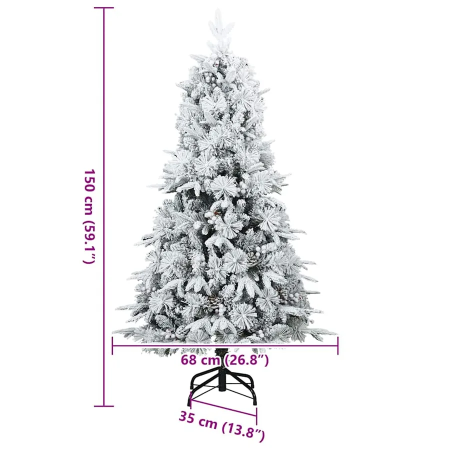 Sapin de Noël Artificiel à Branches Articulées Blanc 150 cm - 16