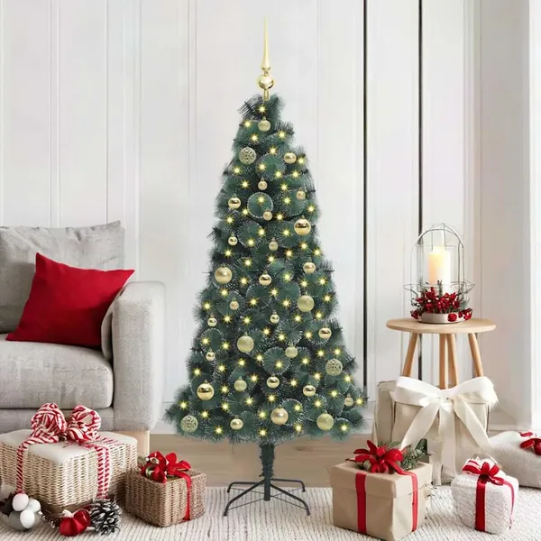 Arbre de Noël artificiel pré-éclairé avec jeu de boules 150 cm