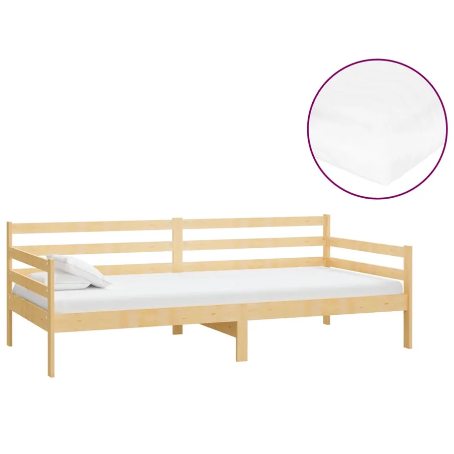 Lit de repos avec matelas 90x200 cm Bois de pin massif - 2