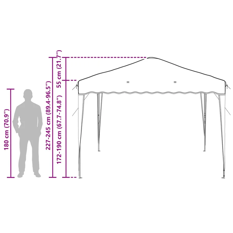 Tente de fête pop-up 288 x 288 x 245 cm Vert Tissu Oxford - 17