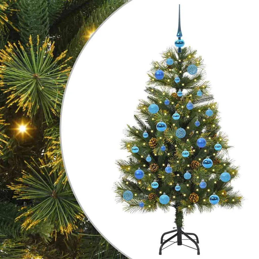 Sapin de Noël artificiel avec branches pliables et cônes 150 cm - 2