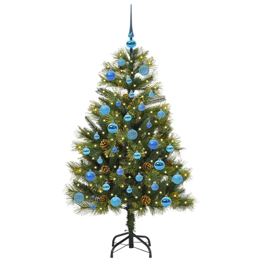 Sapin de Noël artificiel avec branches pliables et cônes 150 cm - 3