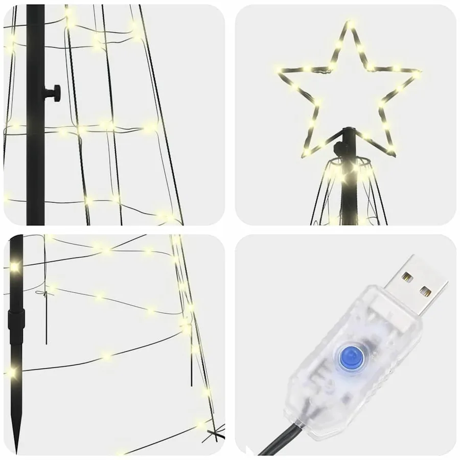 Arbre de Noël LED avec piquets au sol Blanc chaud 250 cm Fer - 6