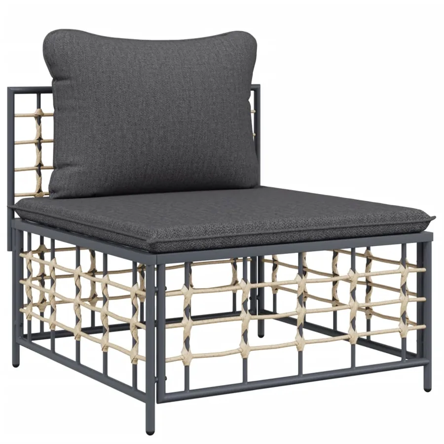 Salon de jardin 5 pcs avec coussins anthracite résine tressée - 5