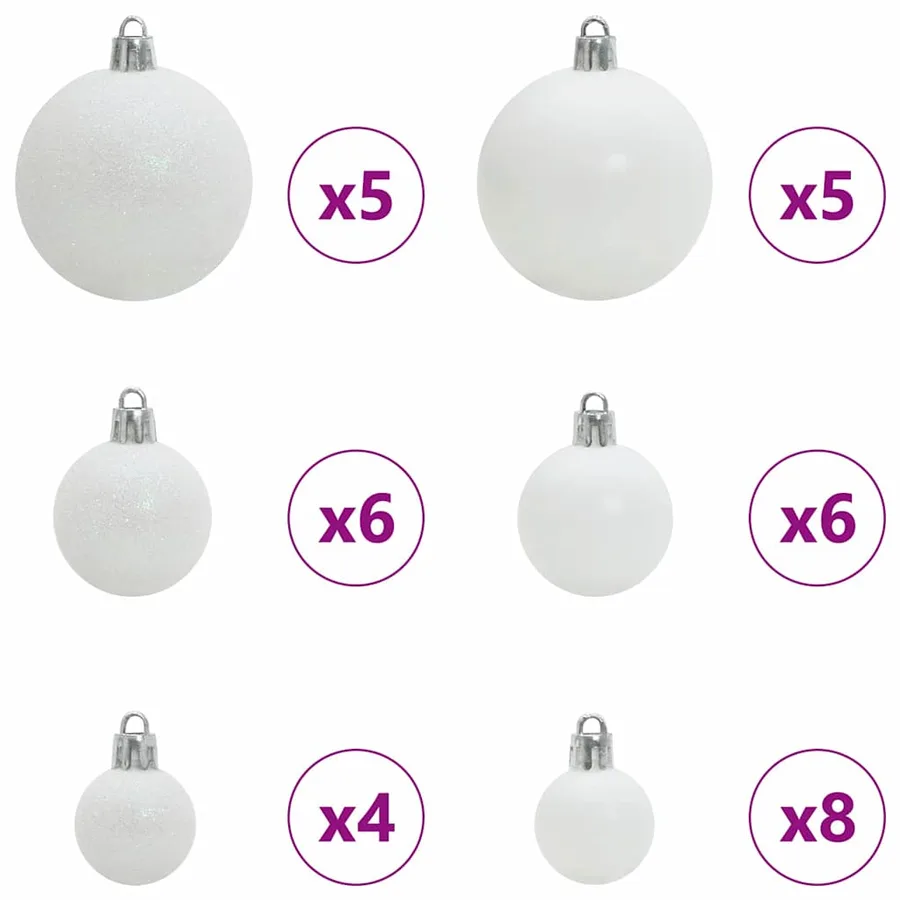 Ensemble de Boules de Noël avec 150 LED 61 pcs Blanc Plastique - 4