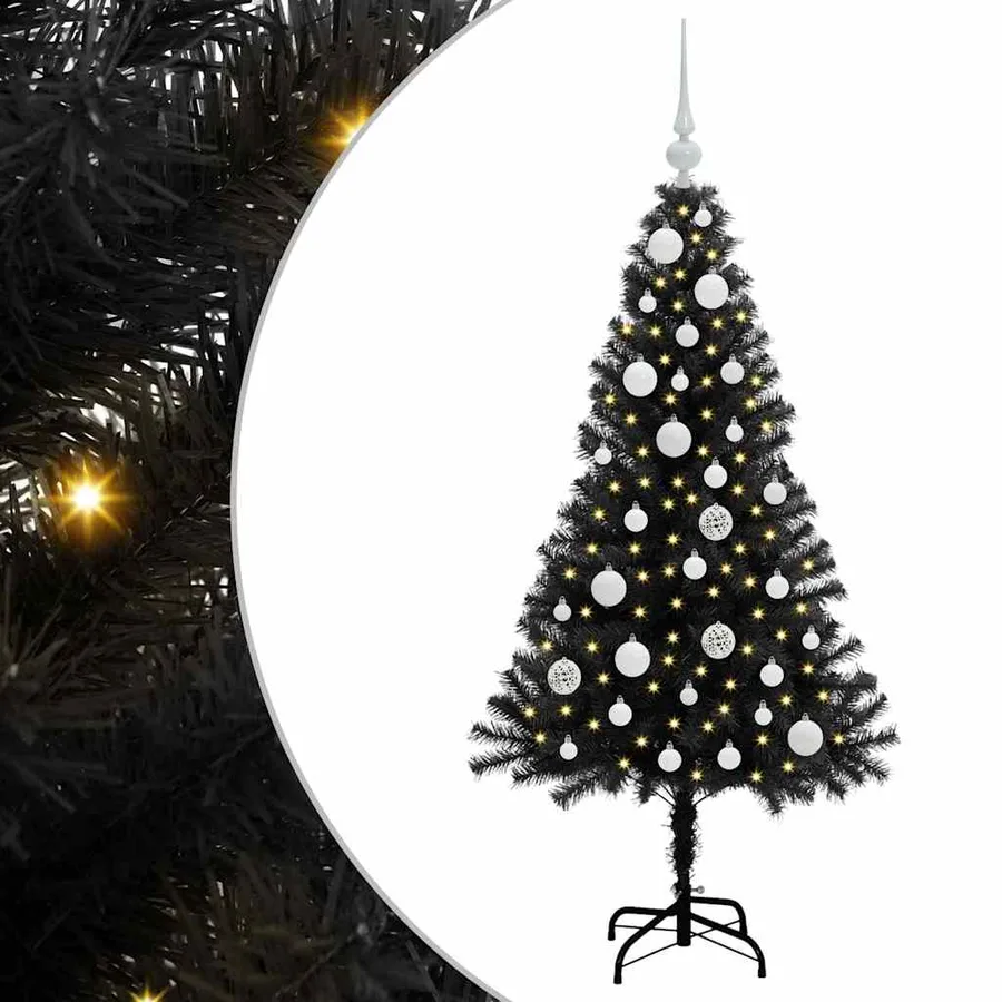 Sapin de Noël avec 150 LED avec support Noir 120 cm PVC - 2