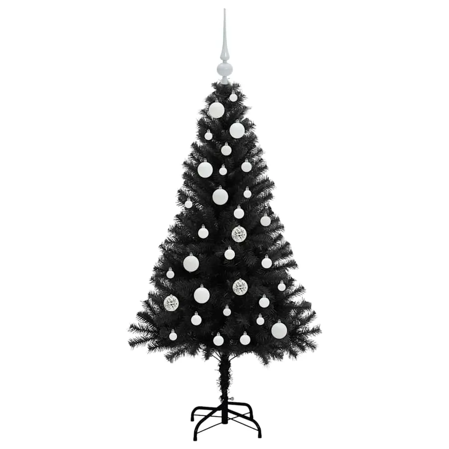 Sapin de Noël avec 150 LED avec support Noir 120 cm PVC - 4