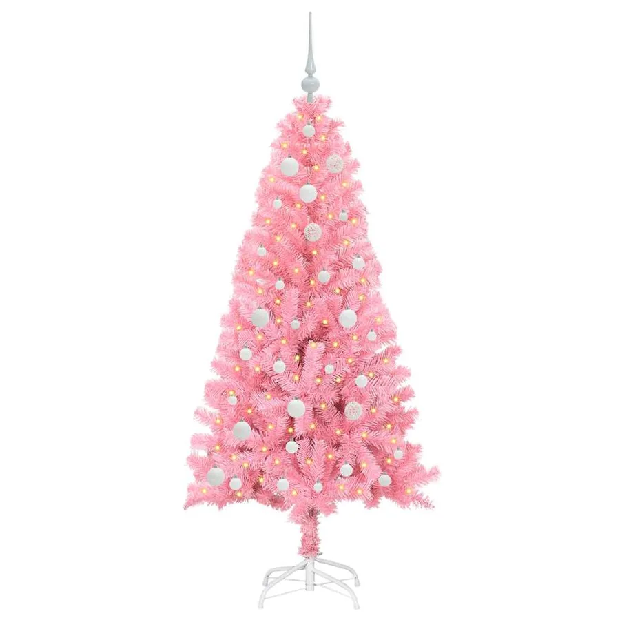 Sapin de Noël avec 150 LED avec support Rose 150 cm PVC - 3