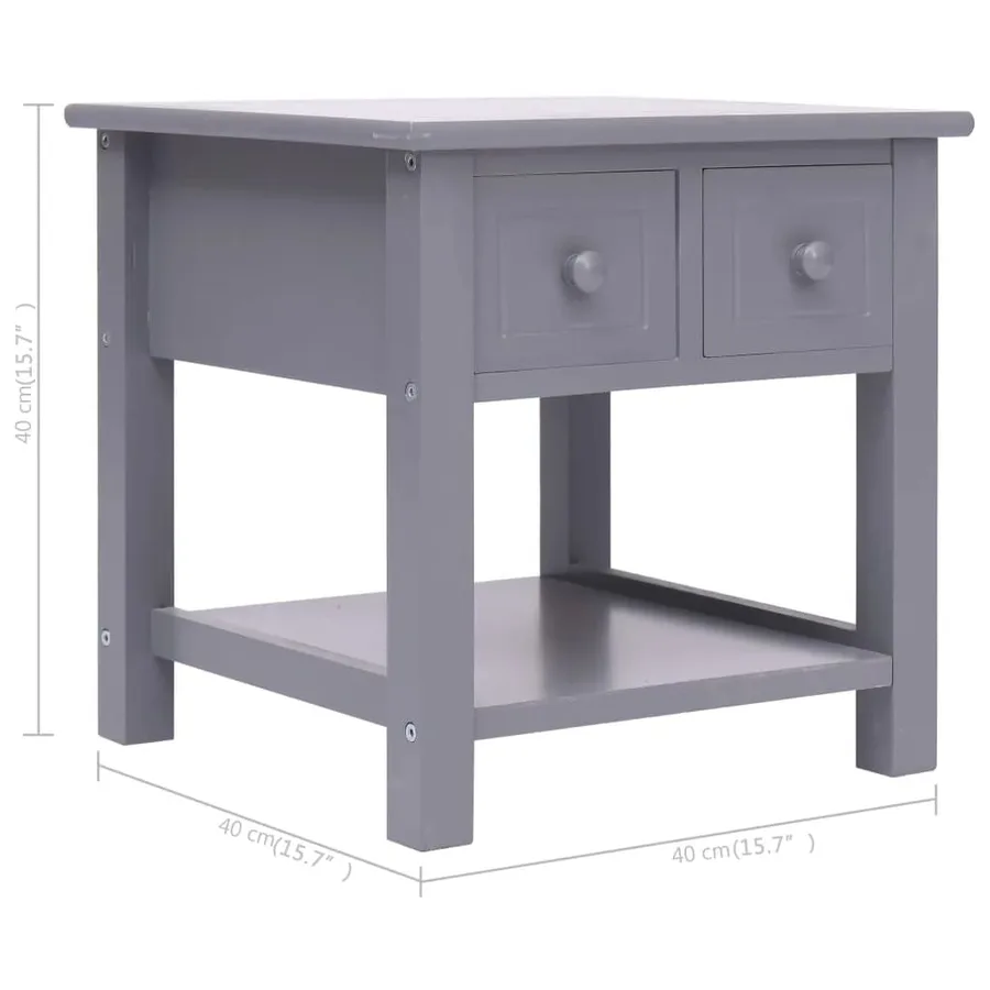 Table d'appoint Gris 40x40x40 cm Bois de Paulownia - 8