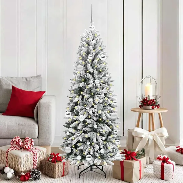 Sapin de Noël artificiel avec 150 LED avec support Blanc 150 cm