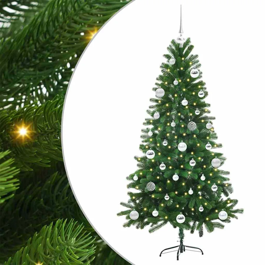 Sapin de Noël avec 150 LED avec support Vert 150 cm PE - 2