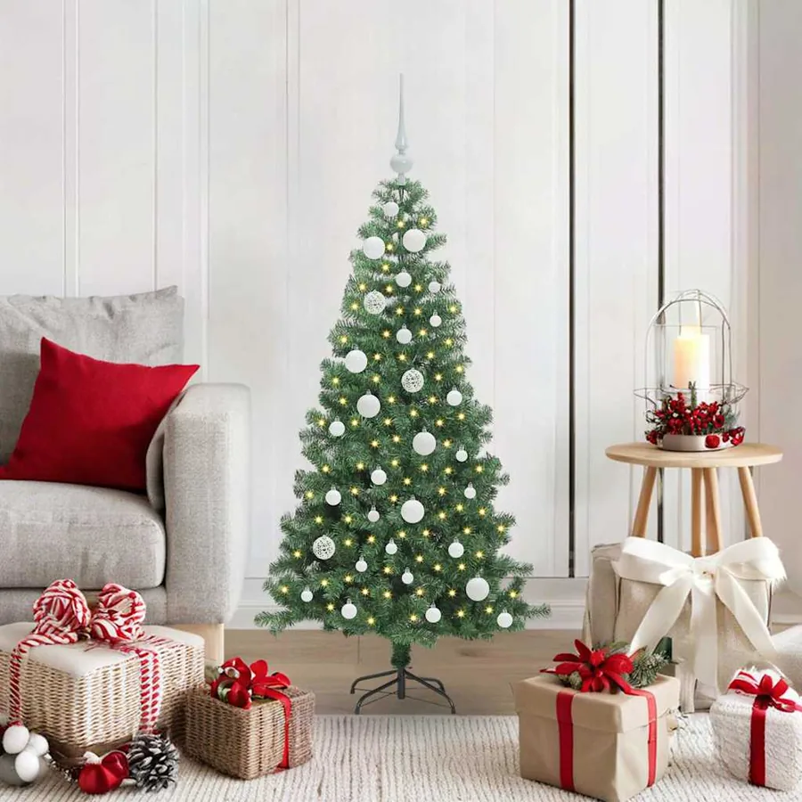 Sapin de Noël avec 150 LED avec support Vert 120 cm PVC