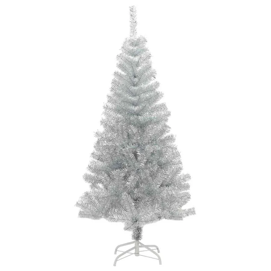 Sapin de Noël avec 150 LED avec support Argent 150 cm PET - 5