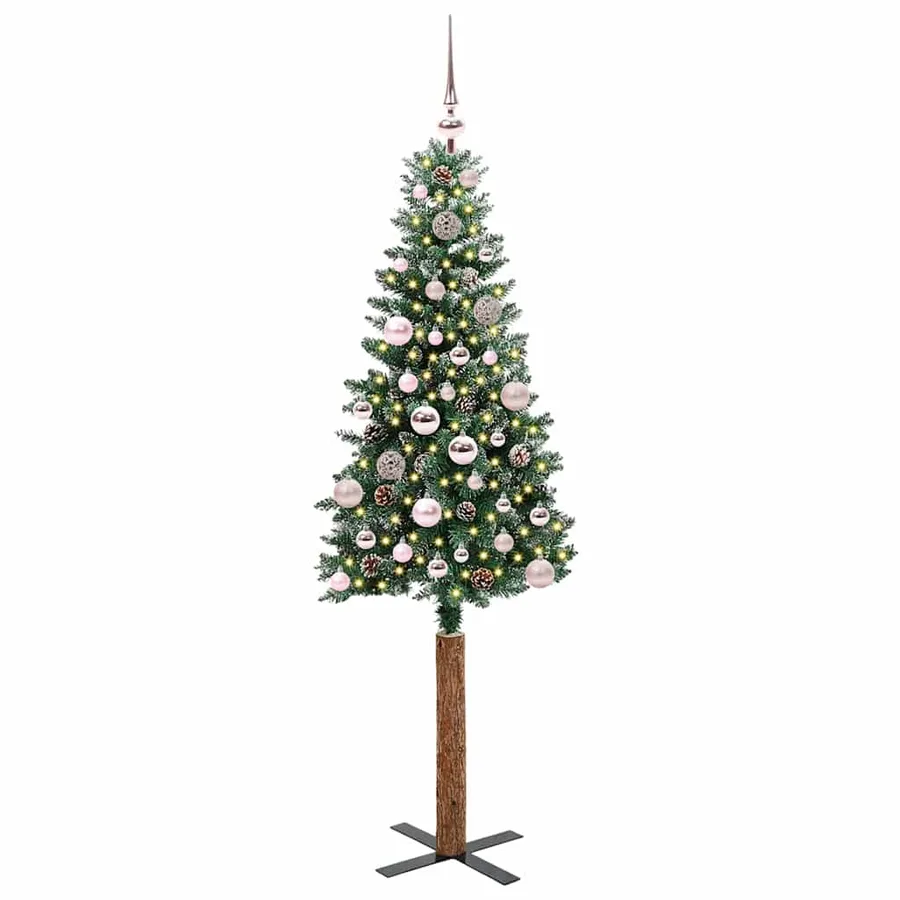 Sapin de Noël mince Vert 150 cm PVC et bois de pin massif - 2
