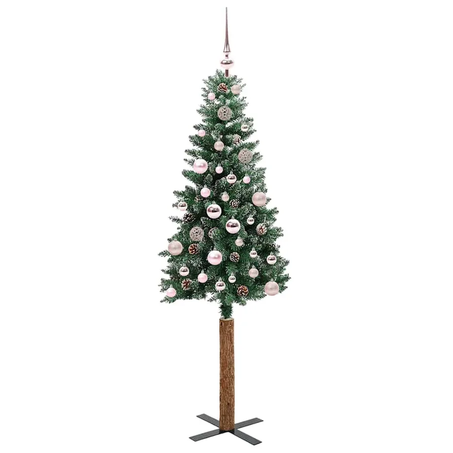 Sapin de Noël mince Vert 150 cm PVC et bois de pin massif - 3