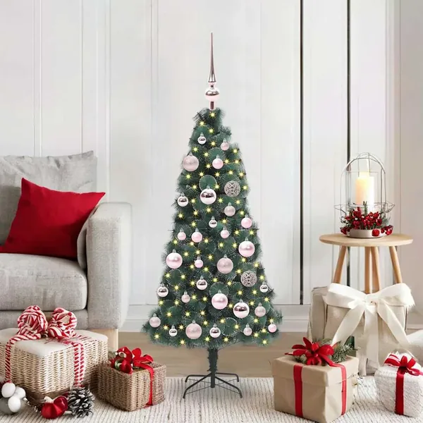 Sapin de Noël artificiel pré-éclairé avec ensemble de boules