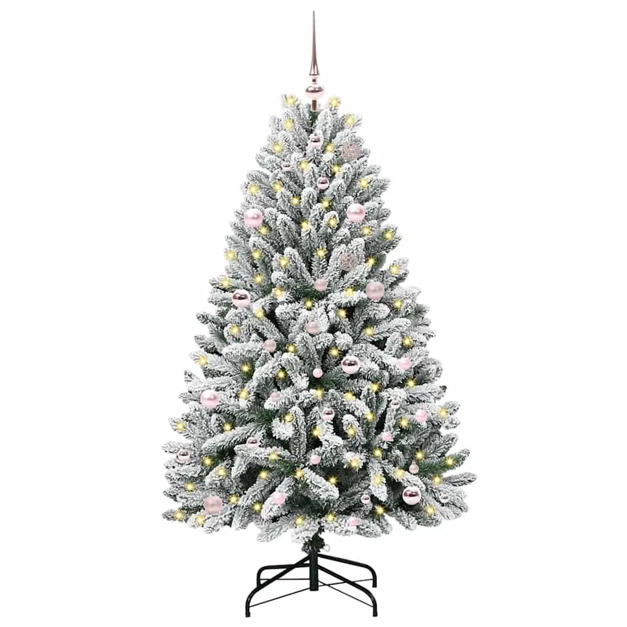 Sapin de Noël artificiel Vert et blanc 150 cm PVC et métal - 3
