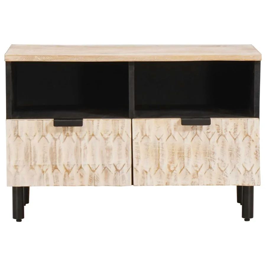 Meuble TV avec tiroir Finition Lavage Blanc 70 x 33 x 46 cm - 3